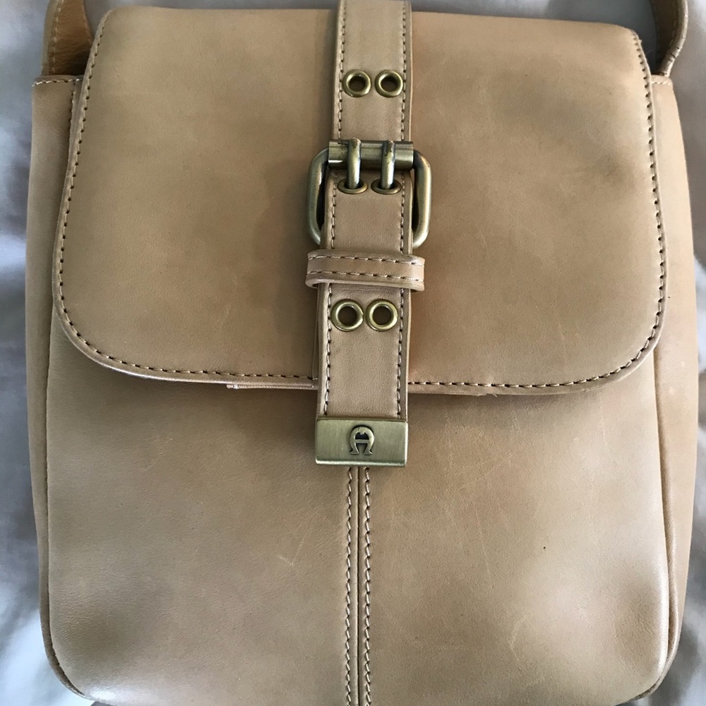 Etienne Aigner Tan Leather Crossbody Bag